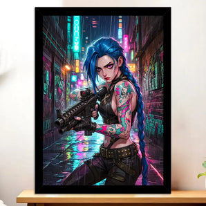 Cadre Noir Jinx illustré à la main en Anjou