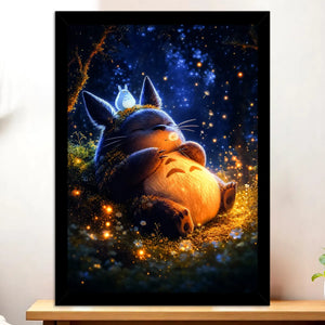Cadre Noir Totoro illustré à la main en Anjou