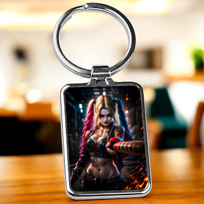 Porte-clé Harley Quinn illustré à la main en Anjou