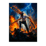 Poster Denji Chainsaw Man illustré à la main en Anjou