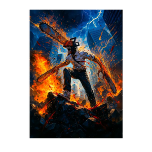 Poster Denji Chainsaw Man illustré à la main en Anjou
