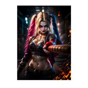 Poster Harley Quinn illustré à la main en Anjou