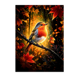 Poster Rouge-Gorge illustré à la main en Anjou