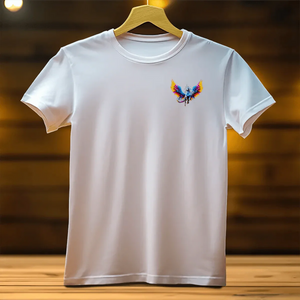 t-shirt-licorne-blanc-licorne-aile-couleur-petite-impression-devant - Les Bois d'Aurore