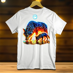 T-Shirt Loup Lune illustré à la main en Anjou